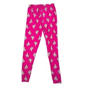Agnes & Dora Cactus‎ Print Leggings Womens L Pink Stretch NWT Flawed